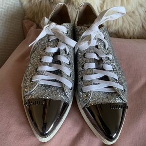 STUNNING! Miu Miu silver patent & sequin shoes!! 👟 🎉